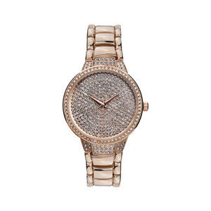 QRTZ Women's Stylish Round Stainless Steel Case Back Rose Gold 34mm Wrist Watch